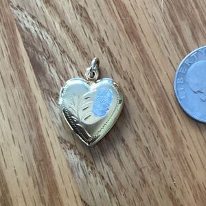 Heart etched locket 14k gold plated